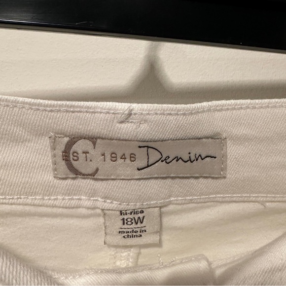 NEW Elegant White Cropped Jeans with Ruffle Hem Hi-Rise 18w - Picture 7 of 11